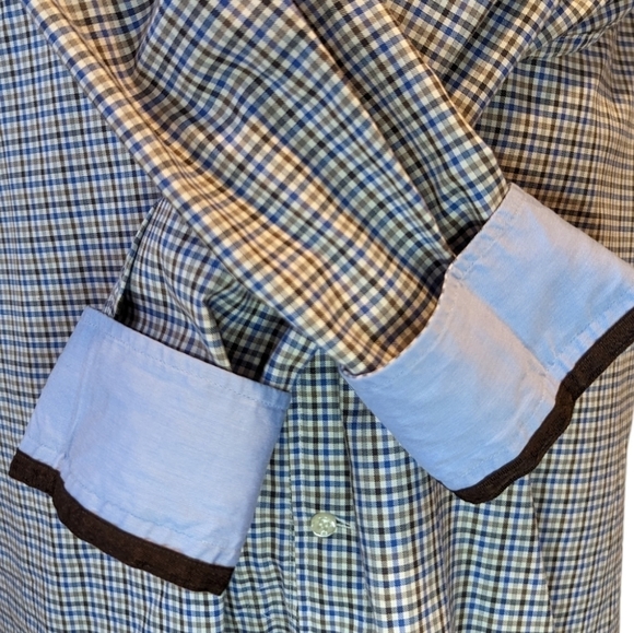 PAUL & Shark Yachting blue micro plaid button down shirt size 44 - Picture 4 of 9
